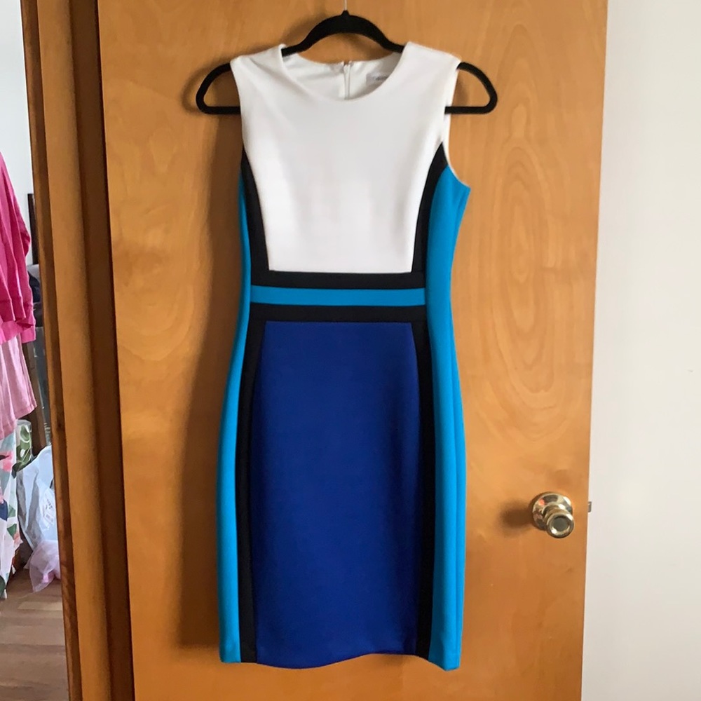 Calvin Klein Colorblock Scuba Sheath Dress